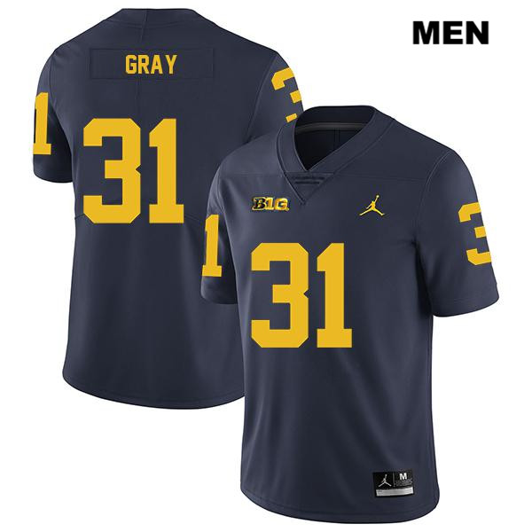 Men's NCAA Michigan Wolverines Vincent Gray #31 Navy Jordan Brand Authentic Stitched Legend Football College Jersey UA25R00WW